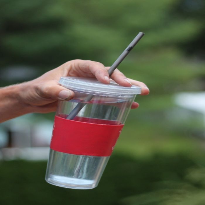 Titanium Straw in glass cup