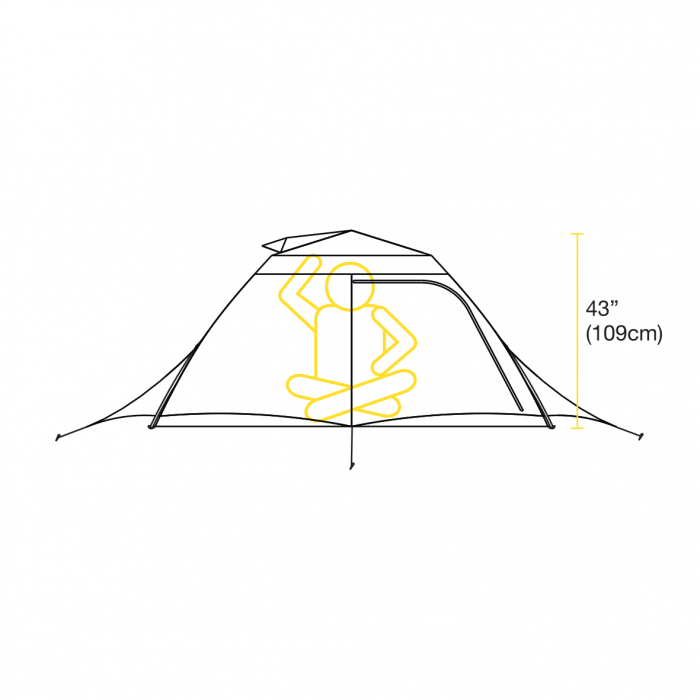 no-fly 2P tent height diagram