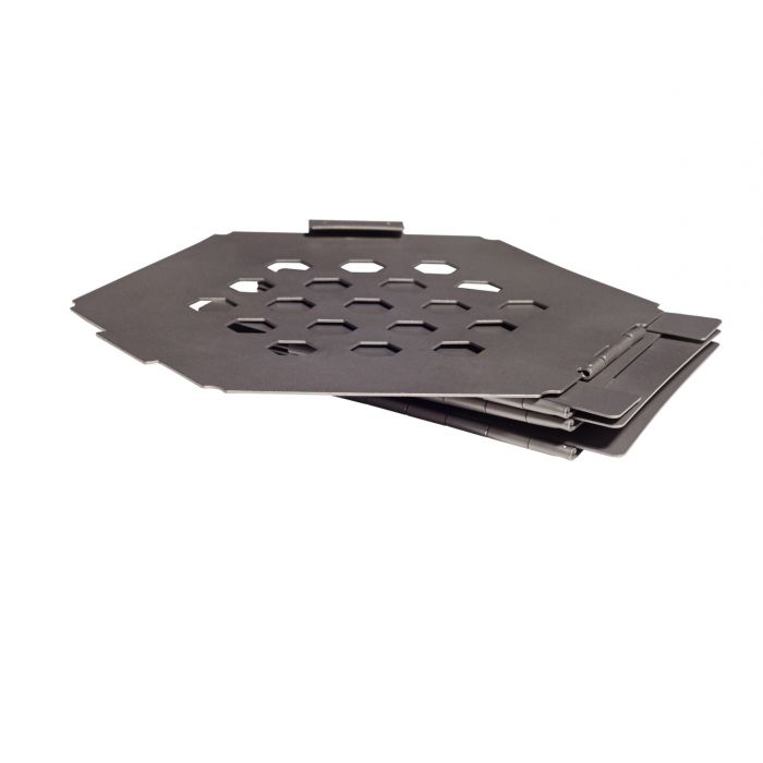 flat and disassembled hexagon wood stove angled