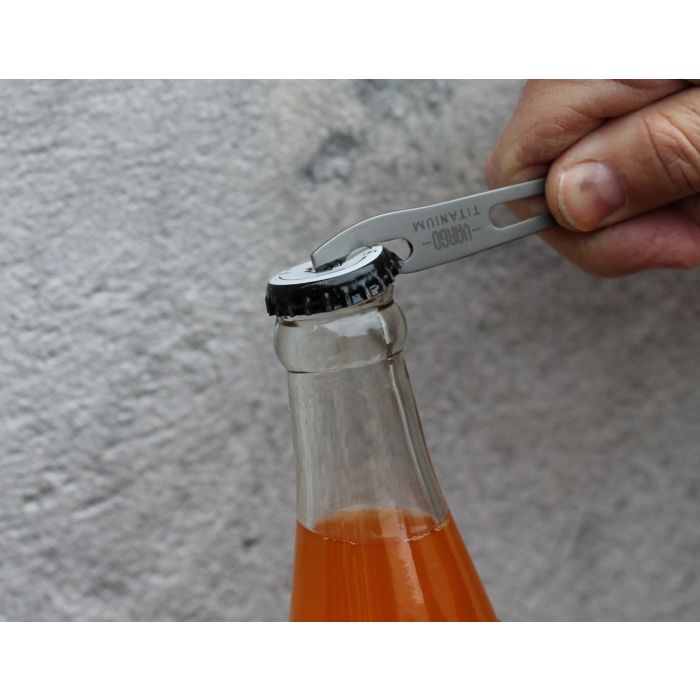 Titanium Scork Bottle Opener in use