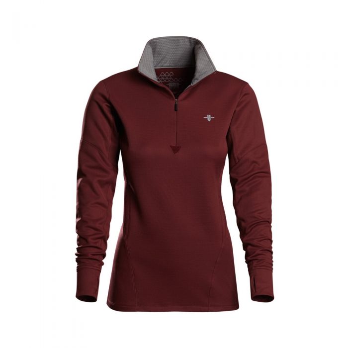 womens_ingot_1/4-zip_red_mahogany_front_view